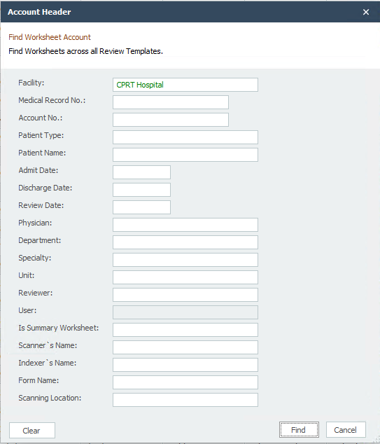 Search Account Header Dialog