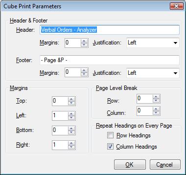 Dialog Data Analyzer Print Setup