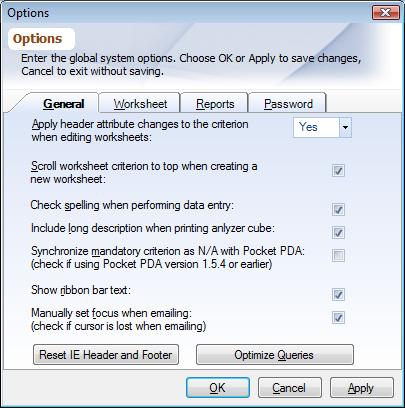Dialog System Options - General