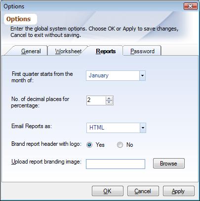 Dialog System Options - Reports