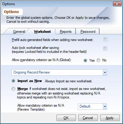 Dialog System Options - Review Template