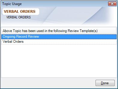 Topic Usage Dialog