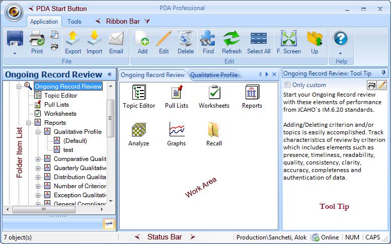 PDA Professional Work Area